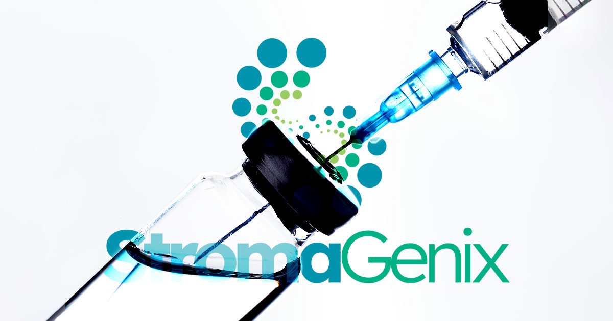 StromaGenix vaccine vial and syringe representing MSC-based cancer immunotherapy